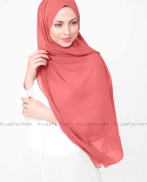 Coral Beach - Korall Poly Chiffon Hijab 5RA35b