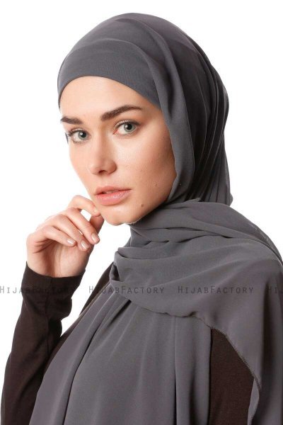 Derya - Hijab Pratico Chiffon Antracite