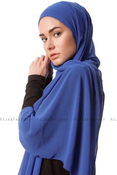 Derya - Hijab Pratico Chiffon Blu