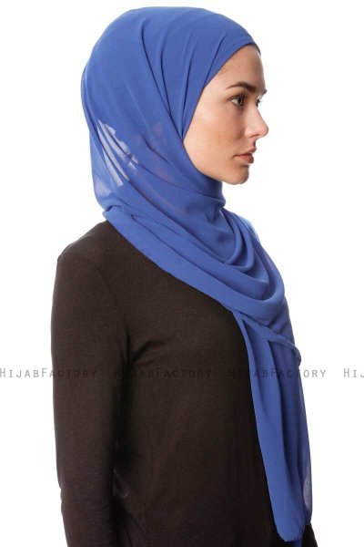 Derya - Hijab Pratico Chiffon Blu