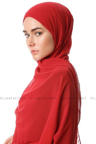 Derya - Hijab Pratico Chiffon Bordò