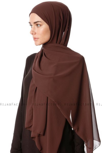 Derya - Hijab Pratico Chiffon Marrone