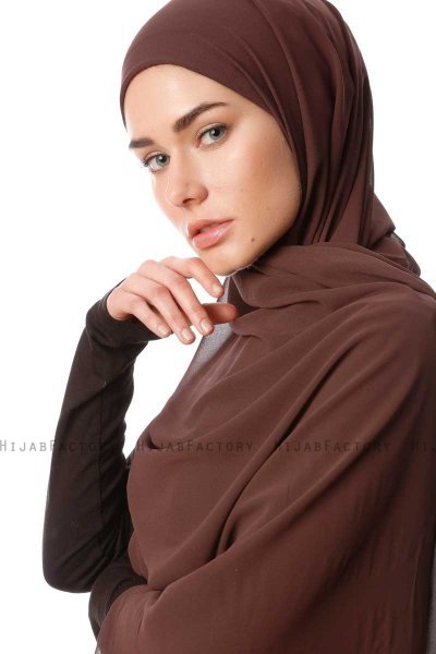 Derya - Hijab Pratico Chiffon Marrone