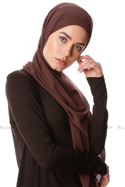 Derya - Hijab Pratico Chiffon Marrone