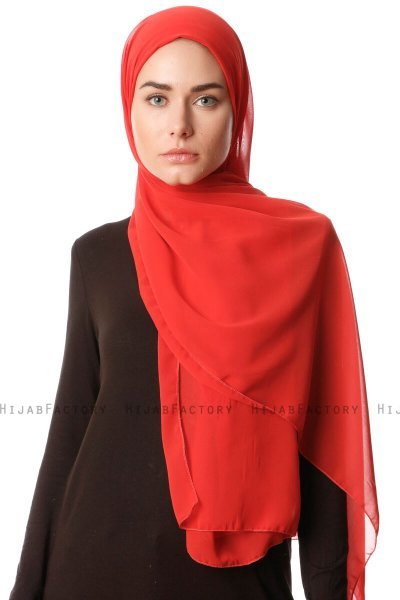 Derya - Hijab Pratico Chiffon Lampone