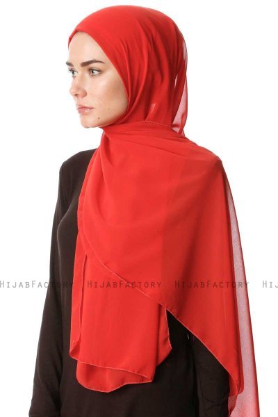 Derya - Hijab Pratico Chiffon Lampone