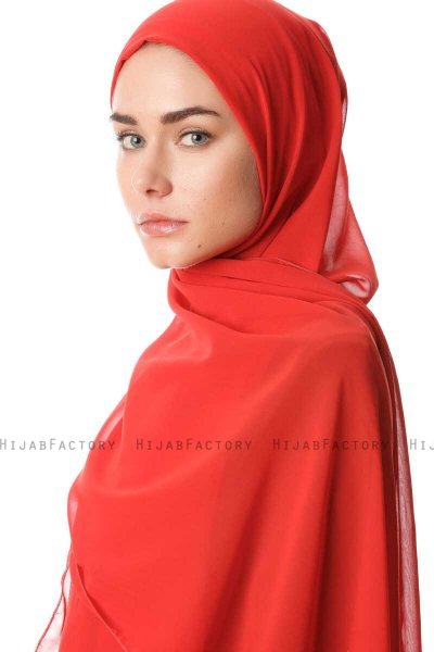 Derya - Hijab Pratico Chiffon Lampone
