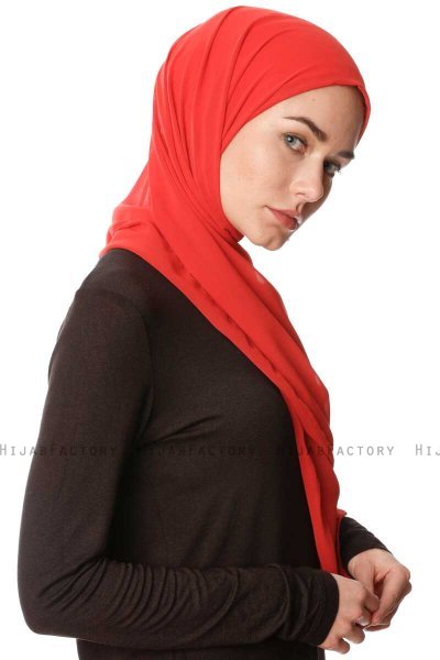 Derya - Hijab Pratico Chiffon Lampone