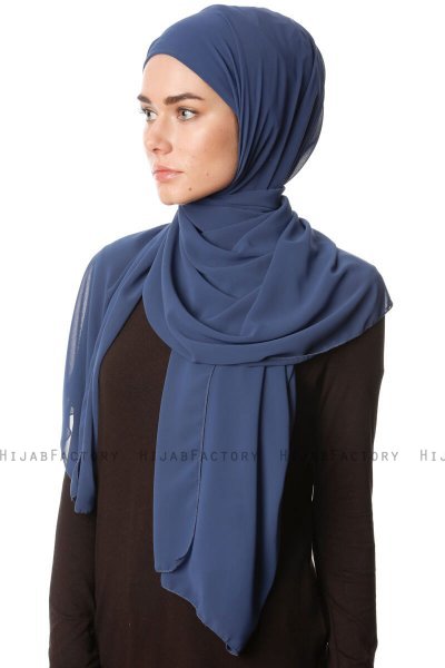 Derya - Hijab Pratico Chiffon Indaco