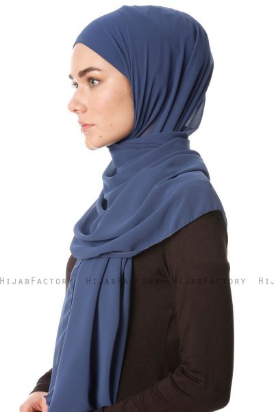 Derya - Hijab Pratico Chiffon Indaco