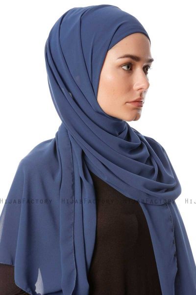 Derya - Hijab Pratico Chiffon Indaco