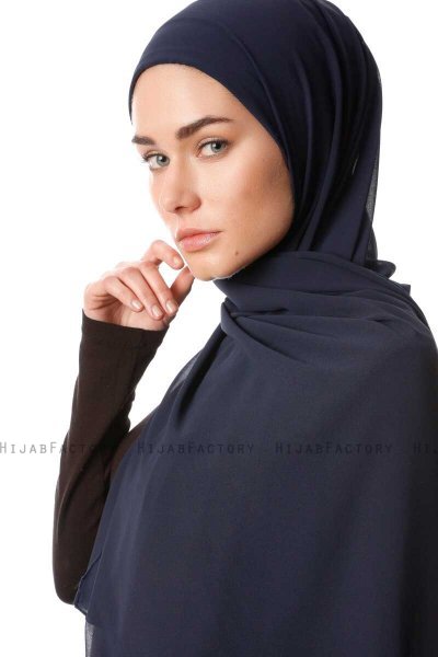 Derya - Hijab Pratico Chiffon Blu Navy Scuro