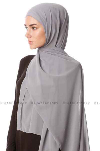 Derya - Hijab Pratico Chiffon Grigio Scuro