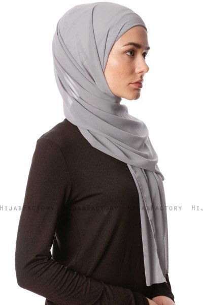 Derya - Hijab Pratico Chiffon Grigio Scuro