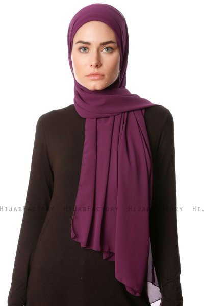 Derya - Hijab Pratico Chiffon Viola Scuro
