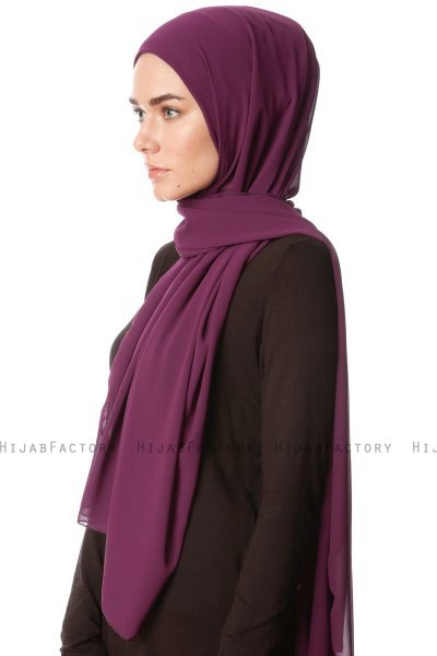 Derya - Hijab Pratico Chiffon Viola Scuro