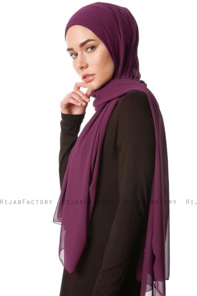 Derya - Hijab Pratico Chiffon Viola Scuro