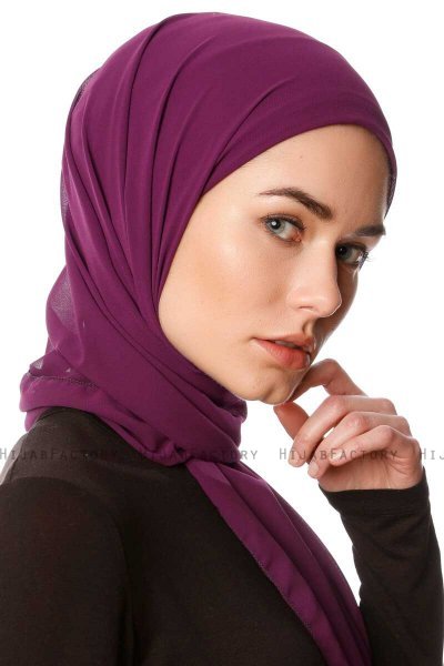 Derya - Hijab Pratico Chiffon Viola Scuro
