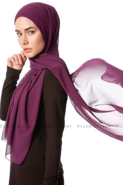 Derya - Hijab Pratico Chiffon Viola Scuro