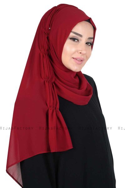 Disa - Hijab Chiffon Pratico Bordò