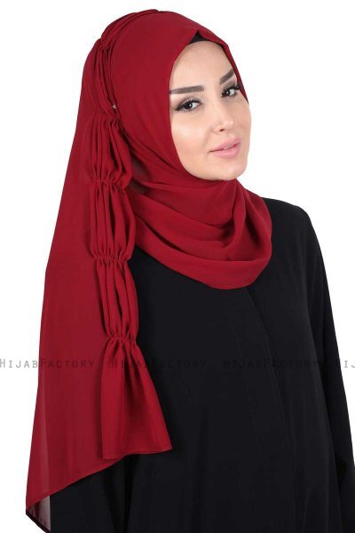 Disa - Hijab Chiffon Pratico Bordò