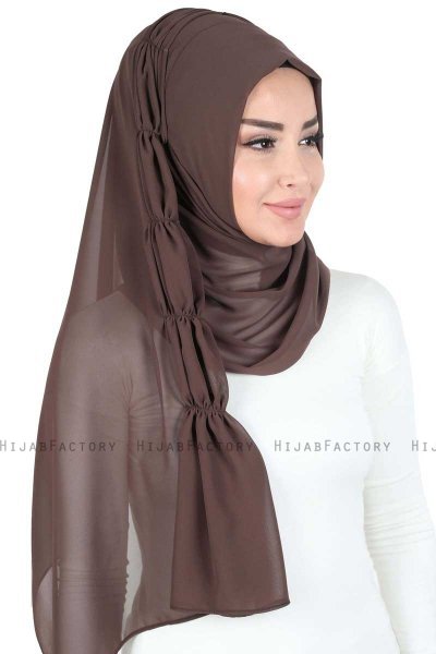 Disa - Hijab Chiffon Pratico Marrone