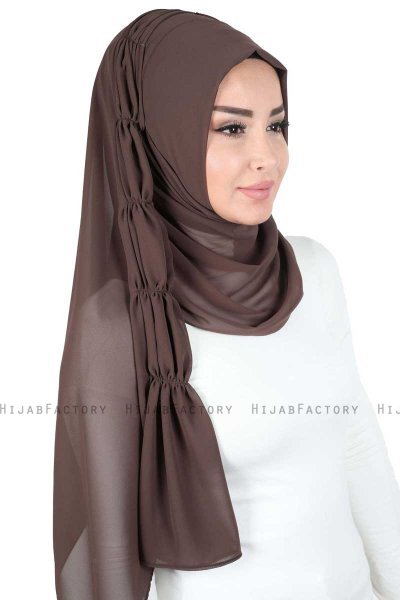 Disa - Hijab Chiffon Pratico Marrone