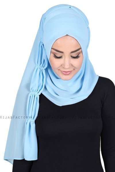 Disa - Hijab Chiffon Pratico Azzurro