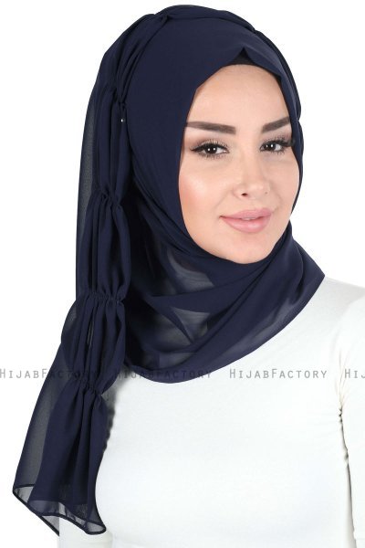 Disa - Hijab Chiffon Pratico Blu Navy