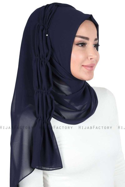 Disa - Hijab Chiffon Pratico Blu Navy