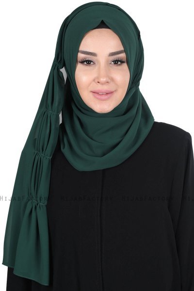 Disa - Hijab Chiffon Pratico Verde Scuro