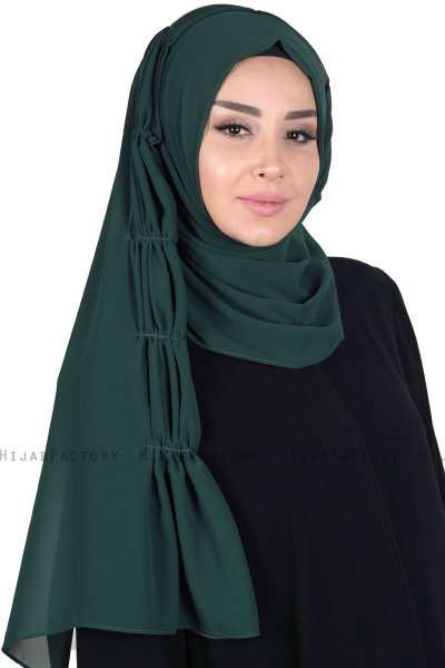 Disa - Hijab Chiffon Pratico Verde Scuro