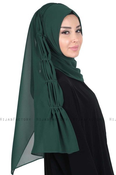 Disa - Hijab Chiffon Pratico Verde Scuro