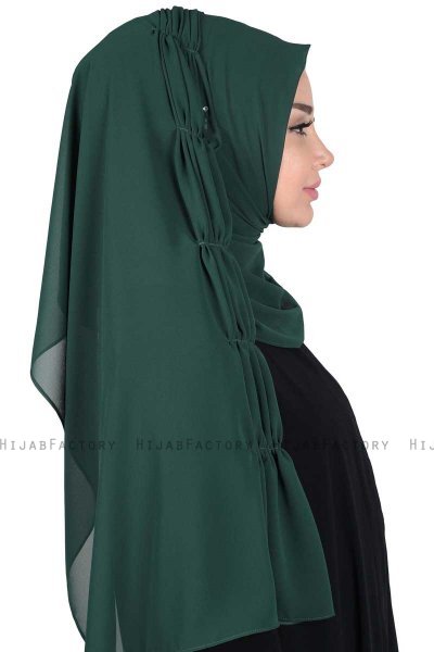 Disa - Hijab Chiffon Pratico Verde Scuro