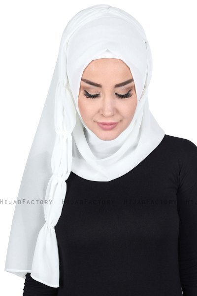Disa - Hijab Chiffon Pratico Bianco Sporco