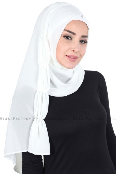 Disa - Hijab Chiffon Pratico Bianco Sporco