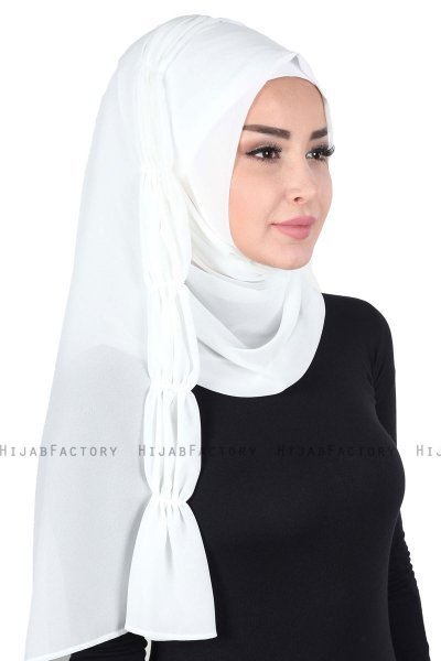 Disa - Hijab Chiffon Pratico Bianco Sporco