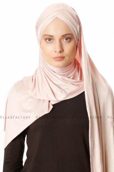 Duru - Hijab Jersey Rosa Antico & Beige