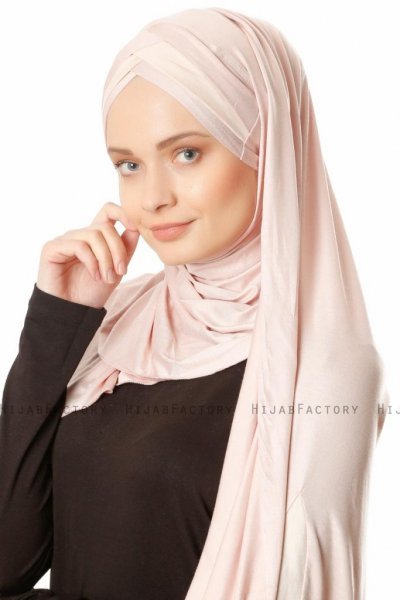 Duru - Hijab Jersey Rosa Antico & Beige