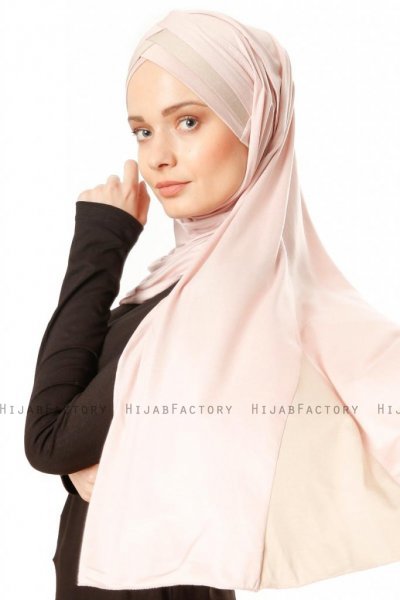 Duru - Hijab Jersey Rosa Antico & Taupe Chiaro