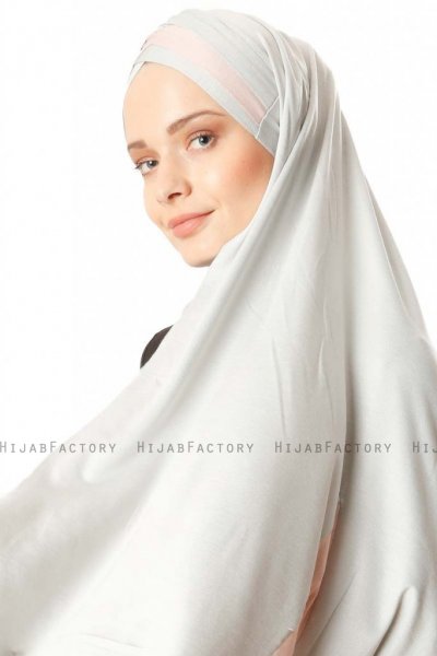 Duru - Hijab Jersey Grigio Chiaro & Rosa Antico