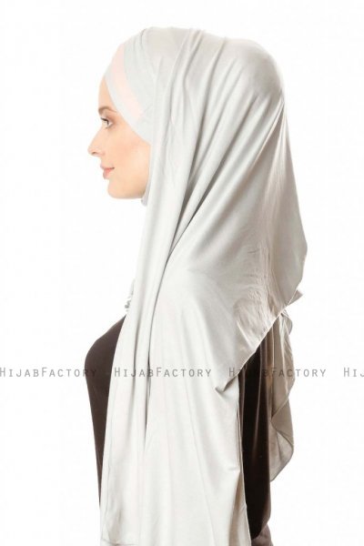 Duru - Hijab Jersey Grigio Chiaro & Rosa Antico