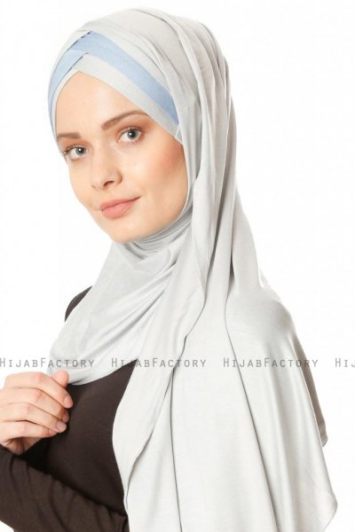 Duru - Hijab Jersey Grigio Chiaro & Azzurro