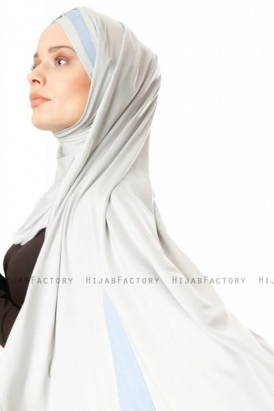 Duru - Hijab Jersey Grigio Chiaro & Azzurro