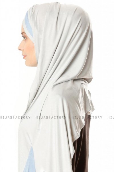 Duru - Hijab Jersey Grigio Chiaro & Azzurro