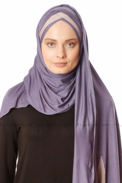 Duru - Hijab Jersey Viola Scuro & Grigio Pietra