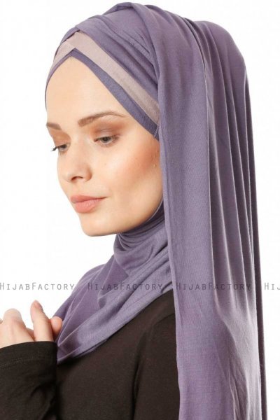 Duru - Hijab Jersey Viola Scuro & Grigio Pietra