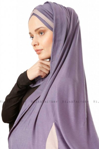 Duru - Hijab Jersey Viola Scuro & Grigio Pietra