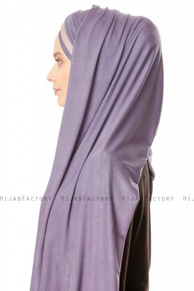 Duru - Hijab Jersey Viola Scuro & Grigio Pietra