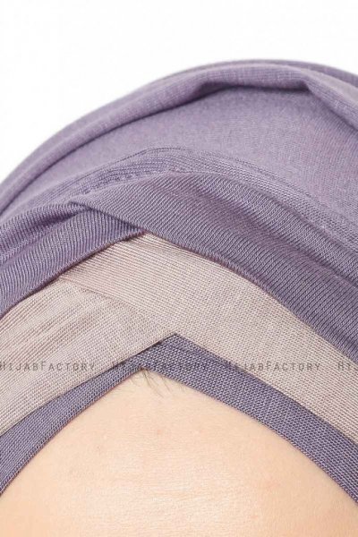 Duru - Hijab Jersey Viola Scuro & Grigio Pietra